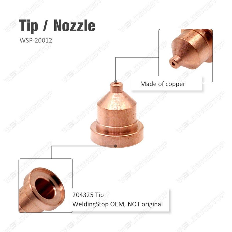 WeldingStop ICE-40C/T Plasma Electrode 192047 204325 Tip 204323 Shield Cap fit Miller Spectrum 625 Cutter PKG-15 - Image 4